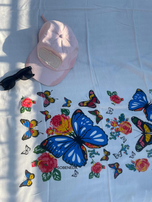 Kelebek Desenli Bambu Kumaş Peştemal