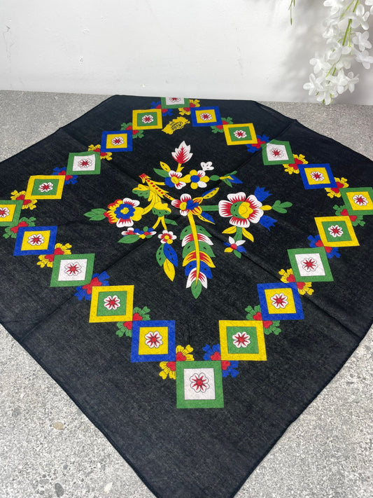 Siyah Çengelköy Desen Bandana – 55×55 cm