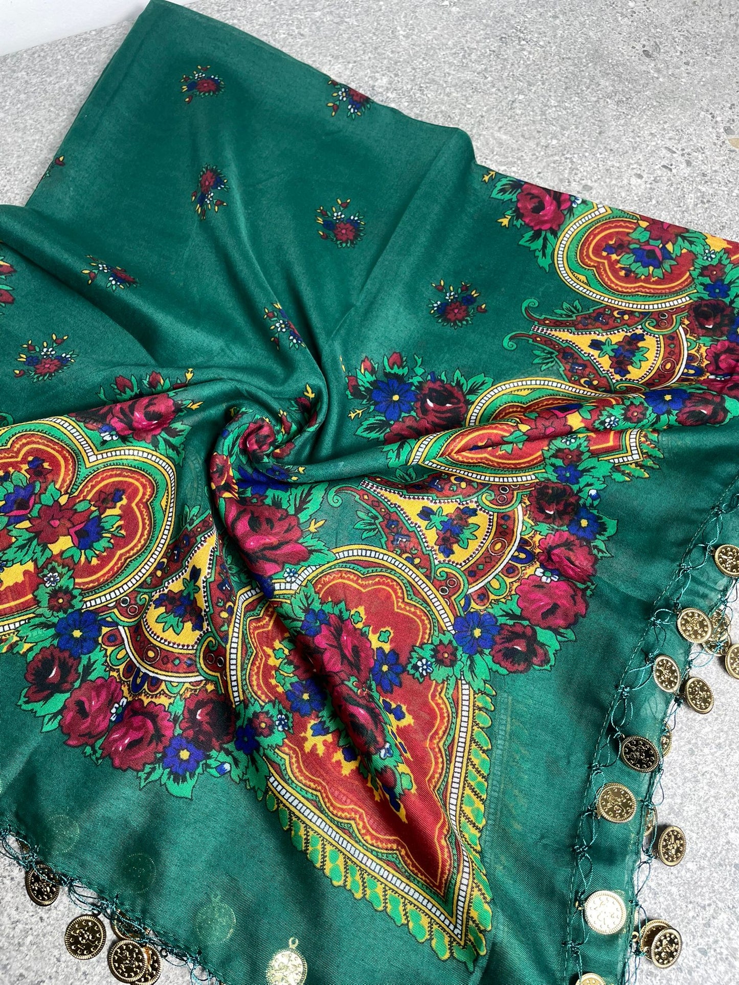 Yöresel Hamavi Desen Pullu Mardin Yazması - Yeşil