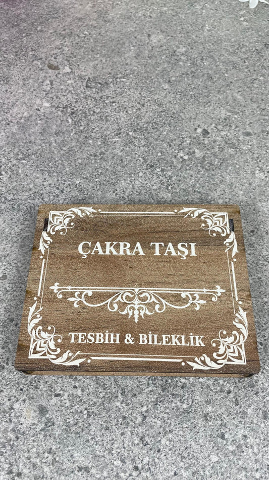 Çakra Taşı Tesbih & Bileklik Seti - Şık Ahşap Kutulu