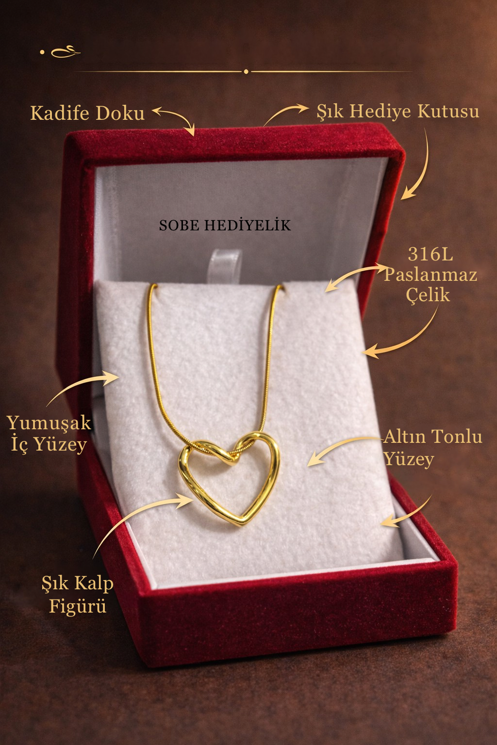 Kalp Figürlü Minimal Kolye