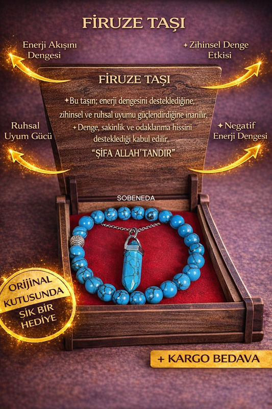 Firuze Taşı Kolye & Bileklik Seti – Özel Ahşap Kutulu