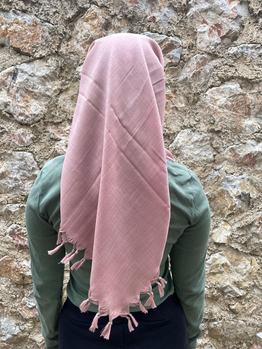 Püsküllü Pamuklu Yazma - Pembe