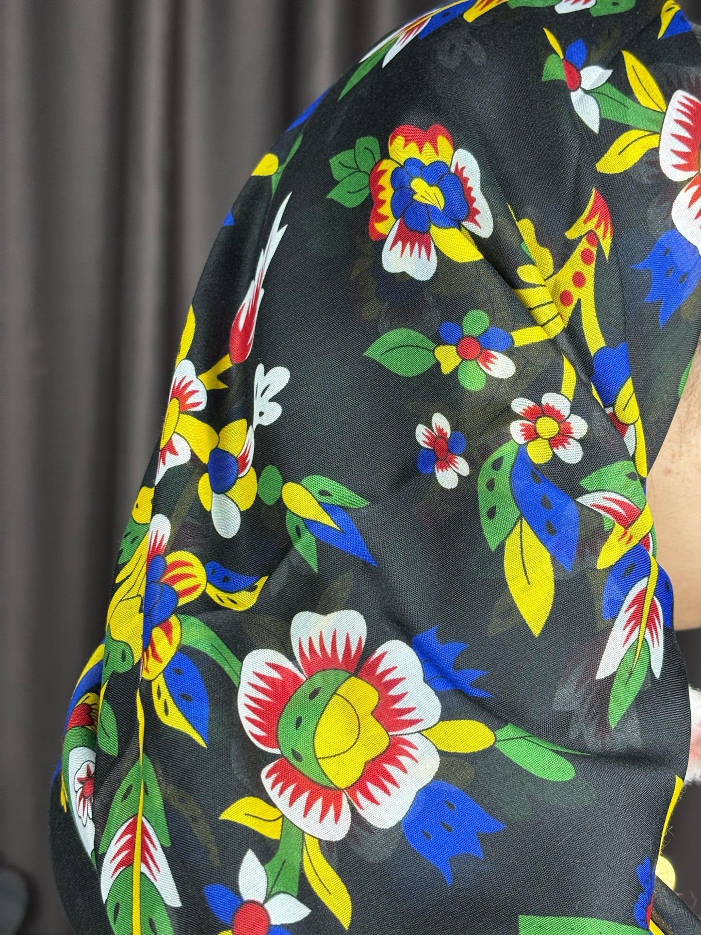 Çengelköy Desen Pullu Yöresel Yazma - Siyah