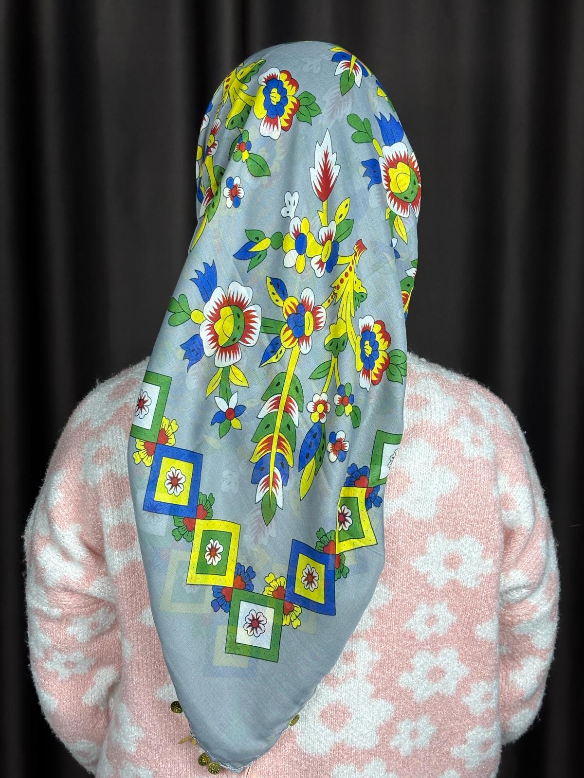 Çengelköy Desen Pullu Yöresel Yazma - Gri