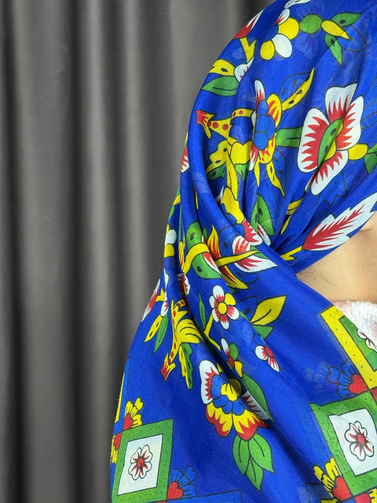 Çengelköy Desen Pullu Yöresel Yazma  - Mavi