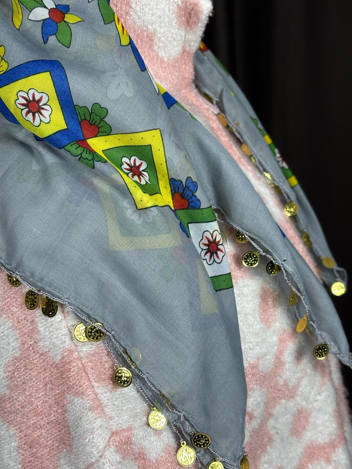 Çengelköy Desen Pullu Yöresel Yazma - Gri