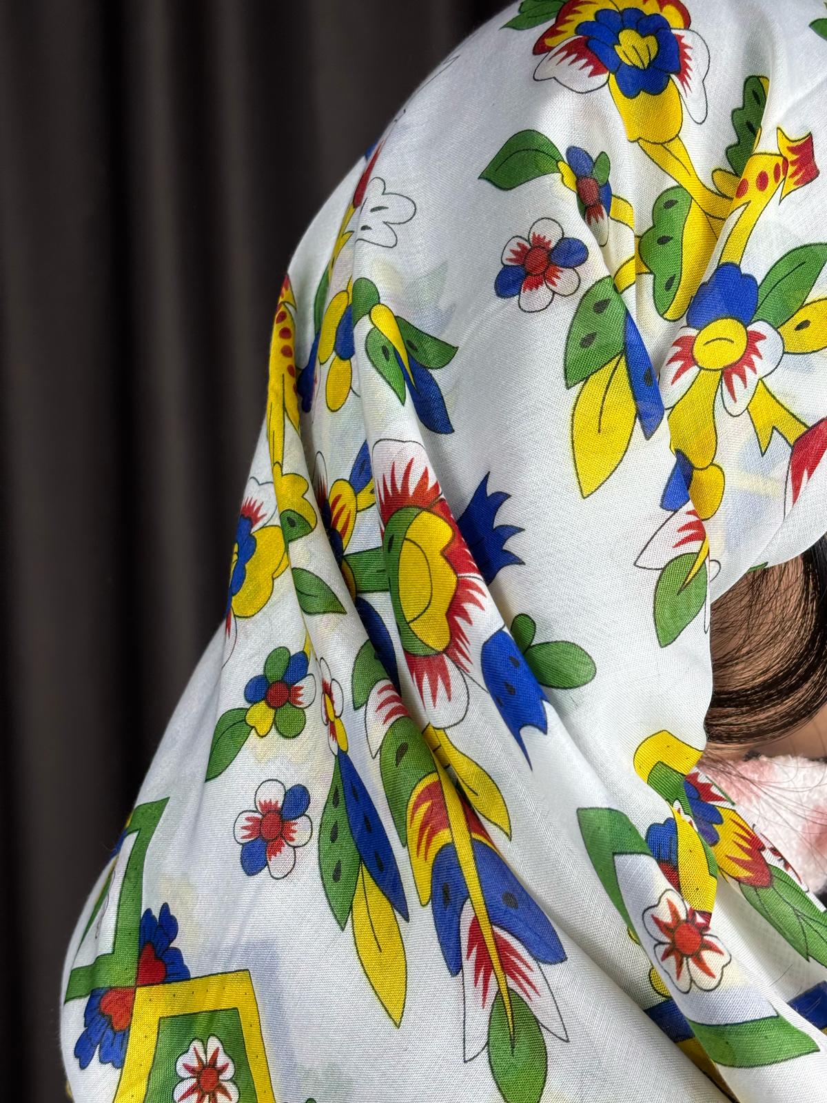 Çengelköy Desen Pullu Yöresel Yazma - Beyaz