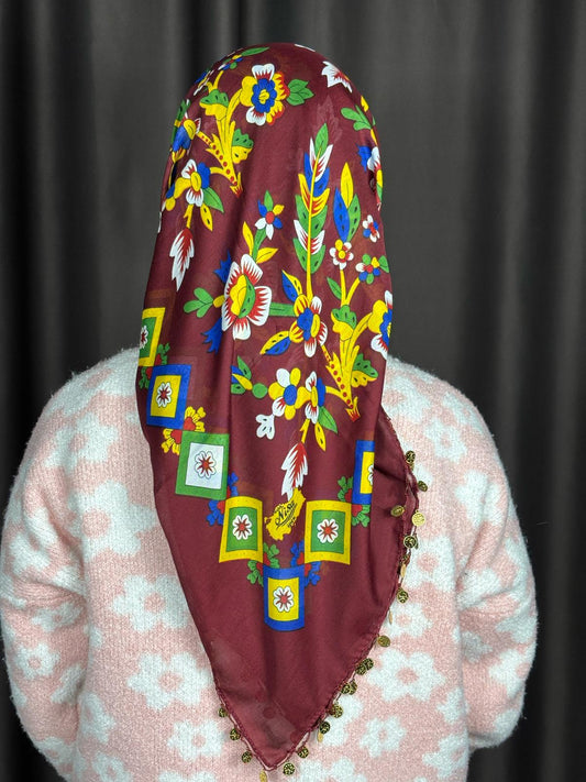 Çengelköy Desen Pullu Yöresel Yazma - Bordo