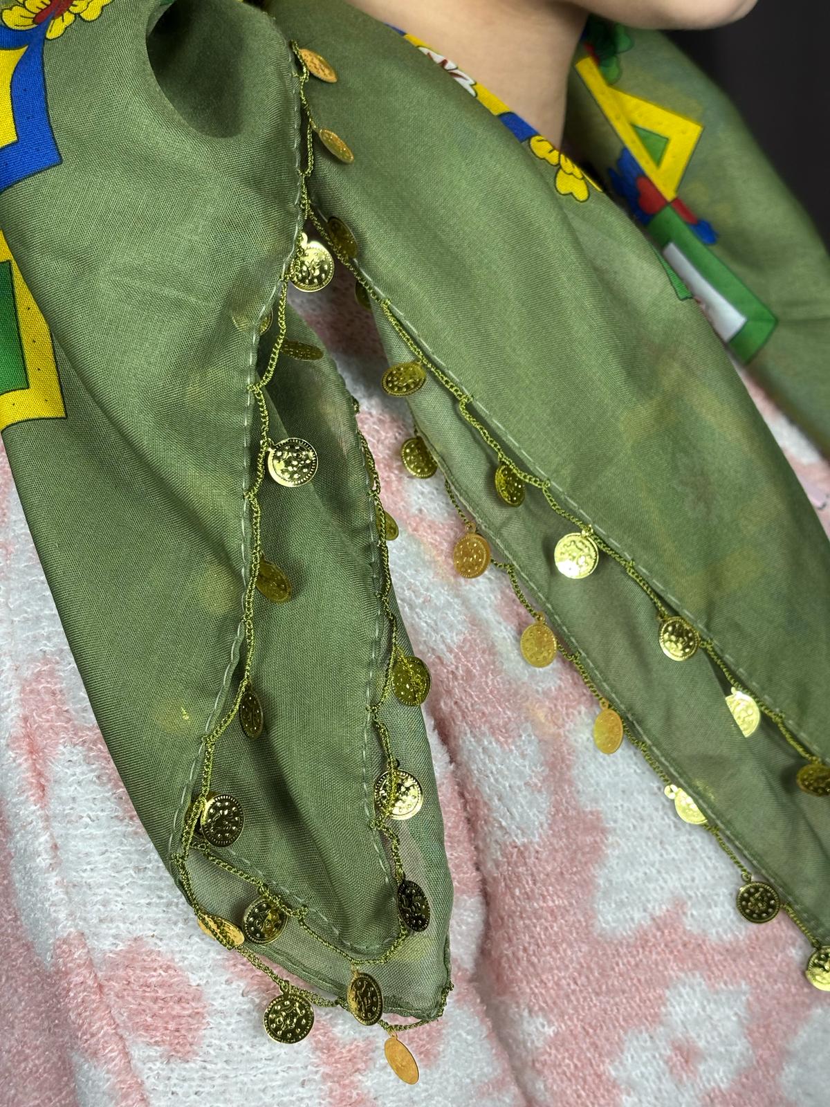 Çengelköy Desen Pullu Yöresel Yazma - Yeşil