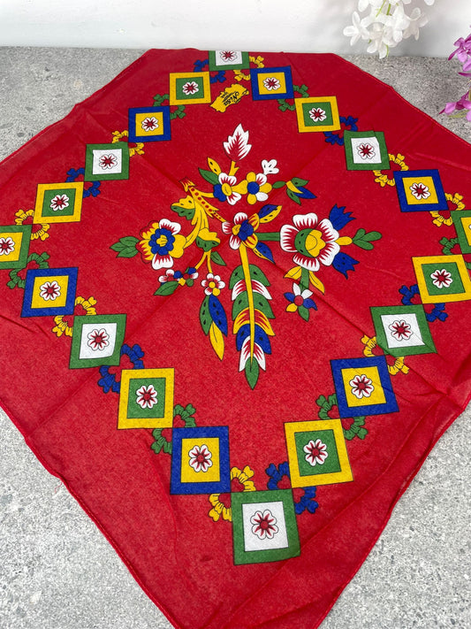 Kırmızı Çengelköy Desen Bandana – 55×55 cm