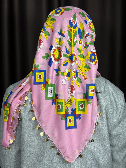 Çengelköy Desen Pullu Yöresel Yazma - Pembe