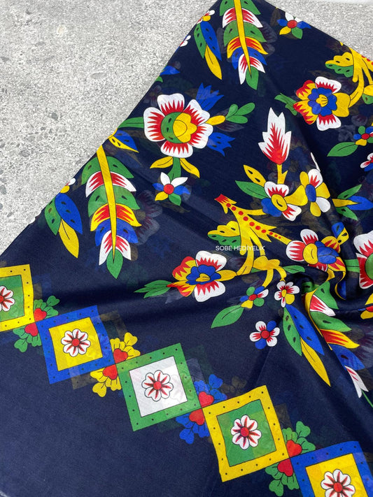 Çengelköy Desen Yöresel Yazma - Lacivert