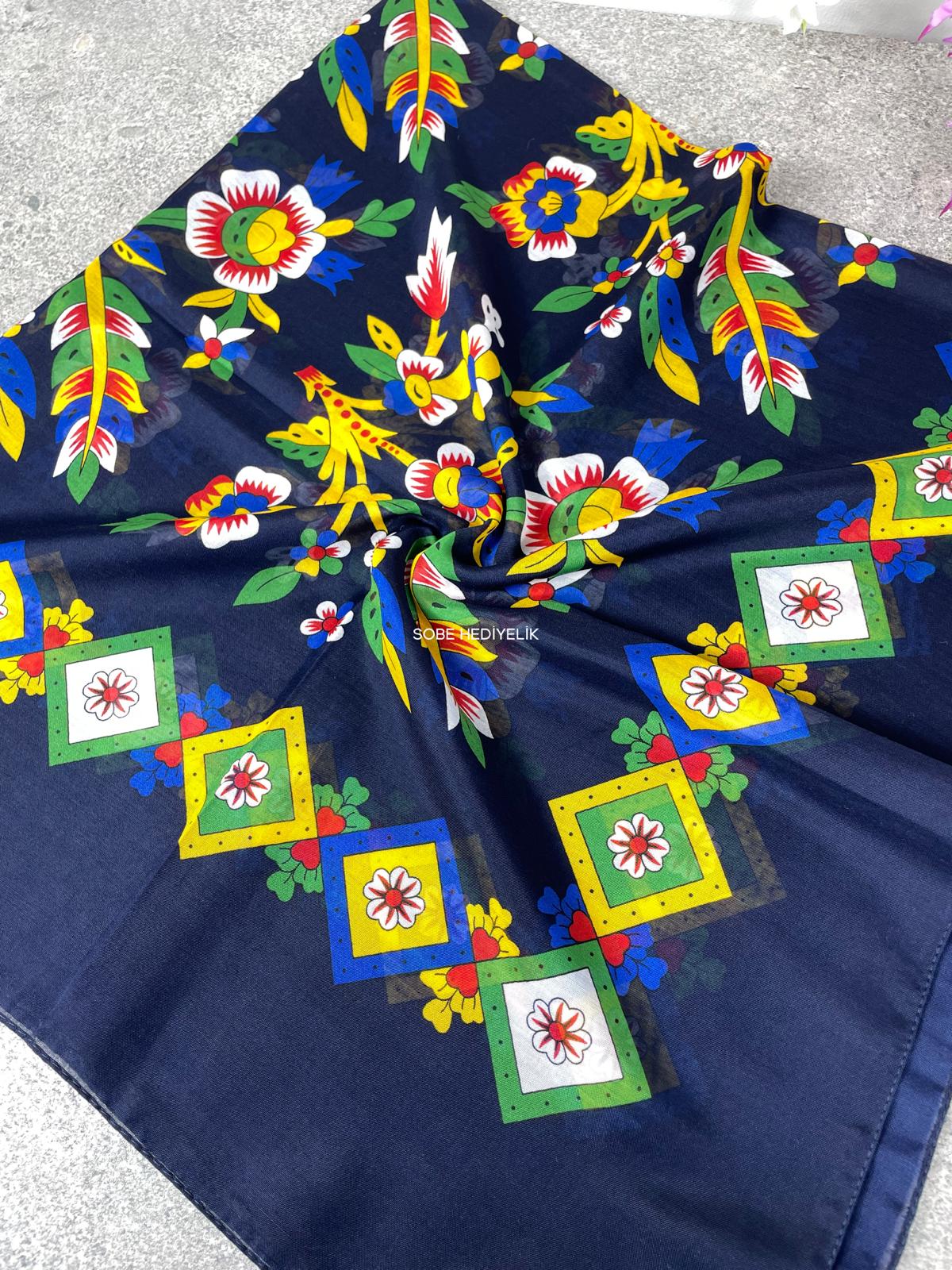 Çengelköy Desen Yöresel Yazma - Lacivert