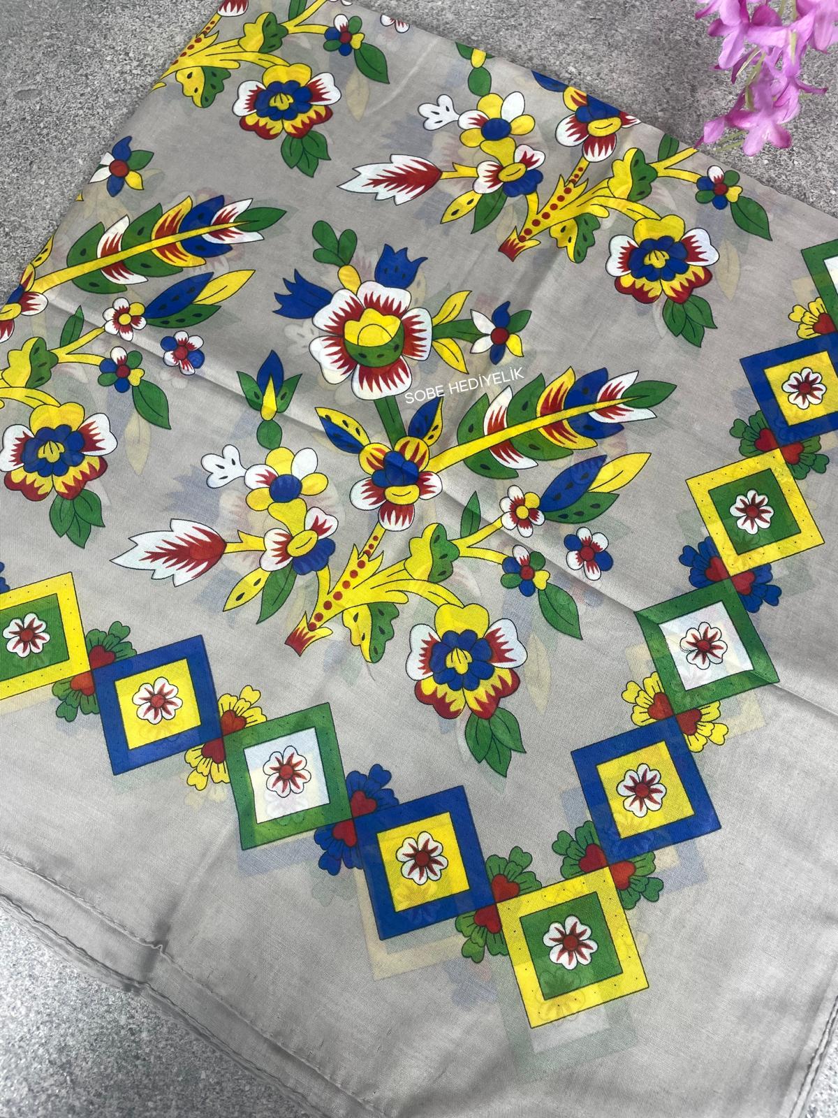 Çengelköy Desen Yöresel Yazma - Krem