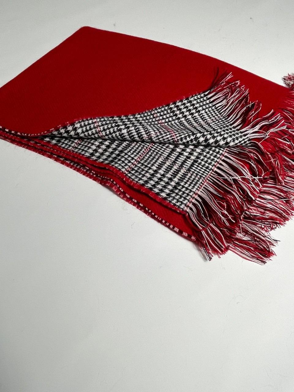 Kışlık Yünlü Çift Taraflı Ekose Şal - Kırmızı