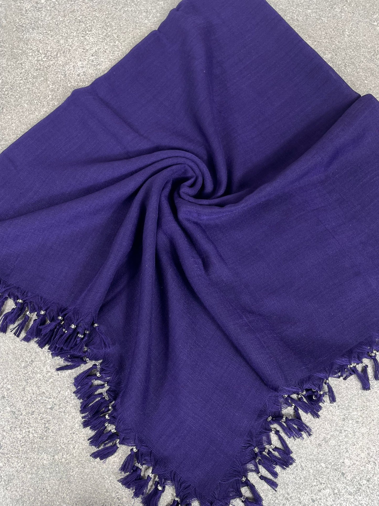 Püsküllü Pamuklu Yazma - Mor