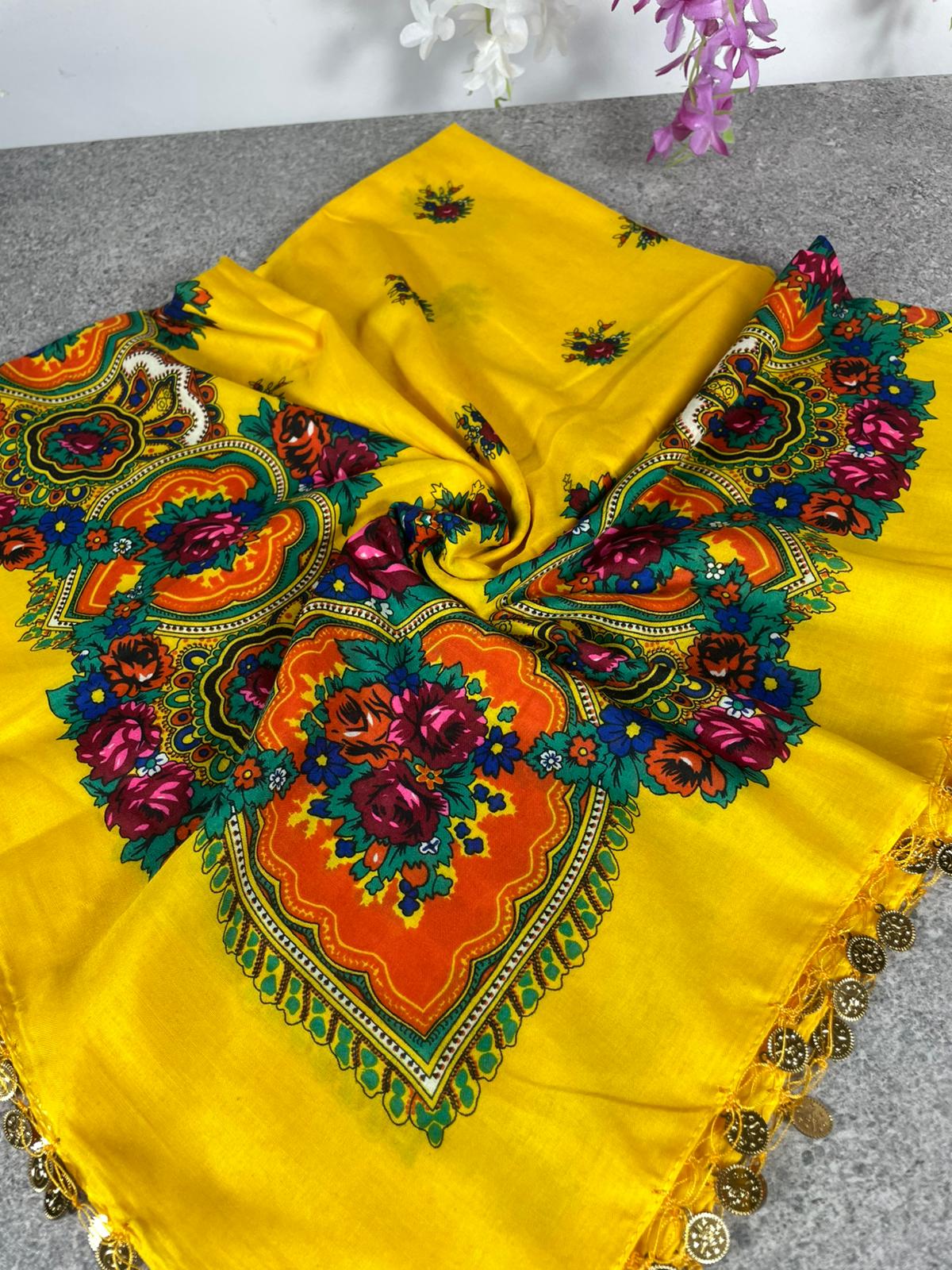 Yöresel Hamavi Desen Pullu Mardin Yazması - Sarı