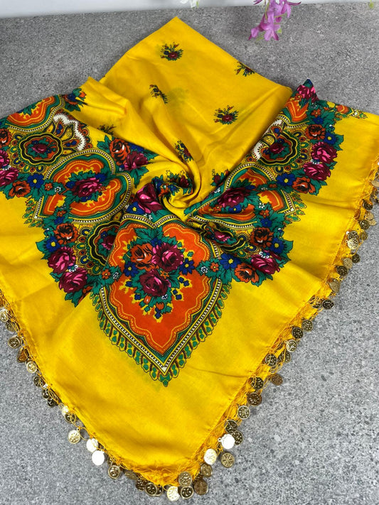 Yöresel Hamavi Desen Pullu Mardin Yazması - Sarı