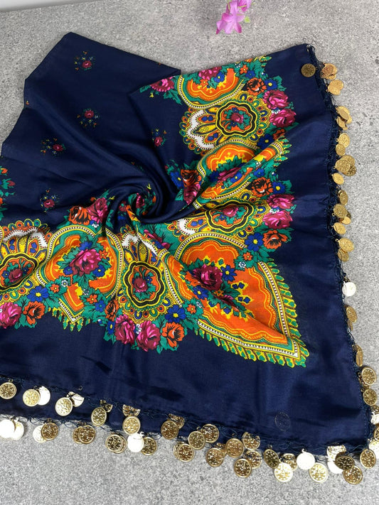 Yöresel Hamavi Desen Pullu Mardin Yazması - Lacivert