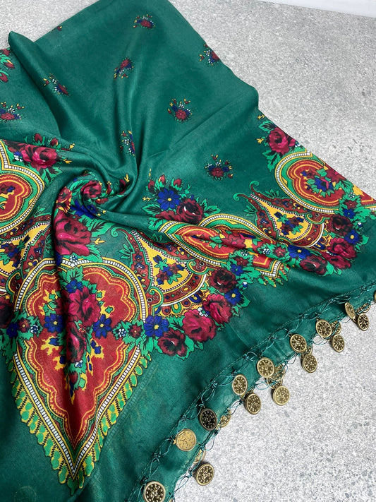 Yöresel Hamavi Desen Pullu Mardin Yazması - Yeşil