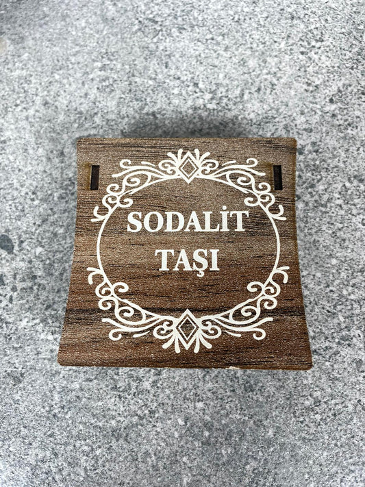 Sodalit Doğal Taş Kolye & Bileklik Seti – Özel Ahşap Kutulu