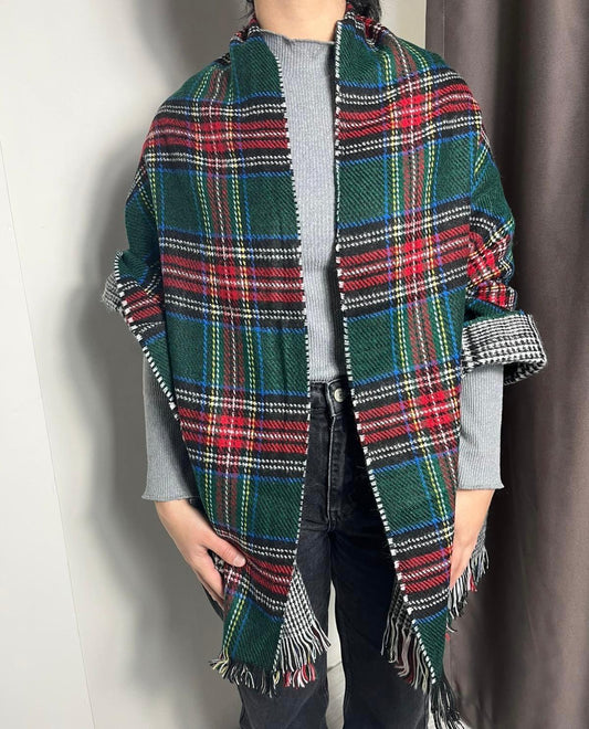 Kışlık Çift Taraflı Yünlü Şal – Sıcak ve Yumuşak Dokulu