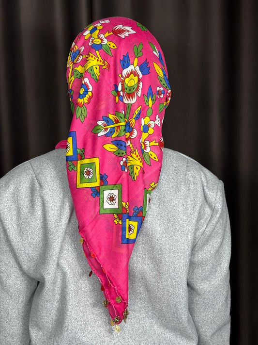 Çengelköy Desen Pullu Yöresel Yazma - Pembe