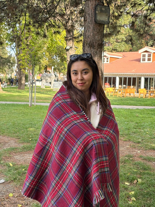 Kışlık Çift Taraflı Yünlü Şal