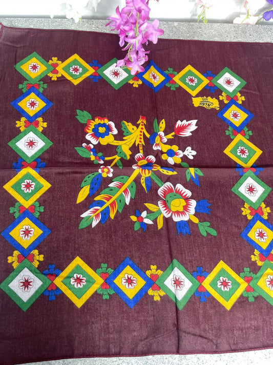 Bordo Çengelköy Desen Bandana – 55×55 cm