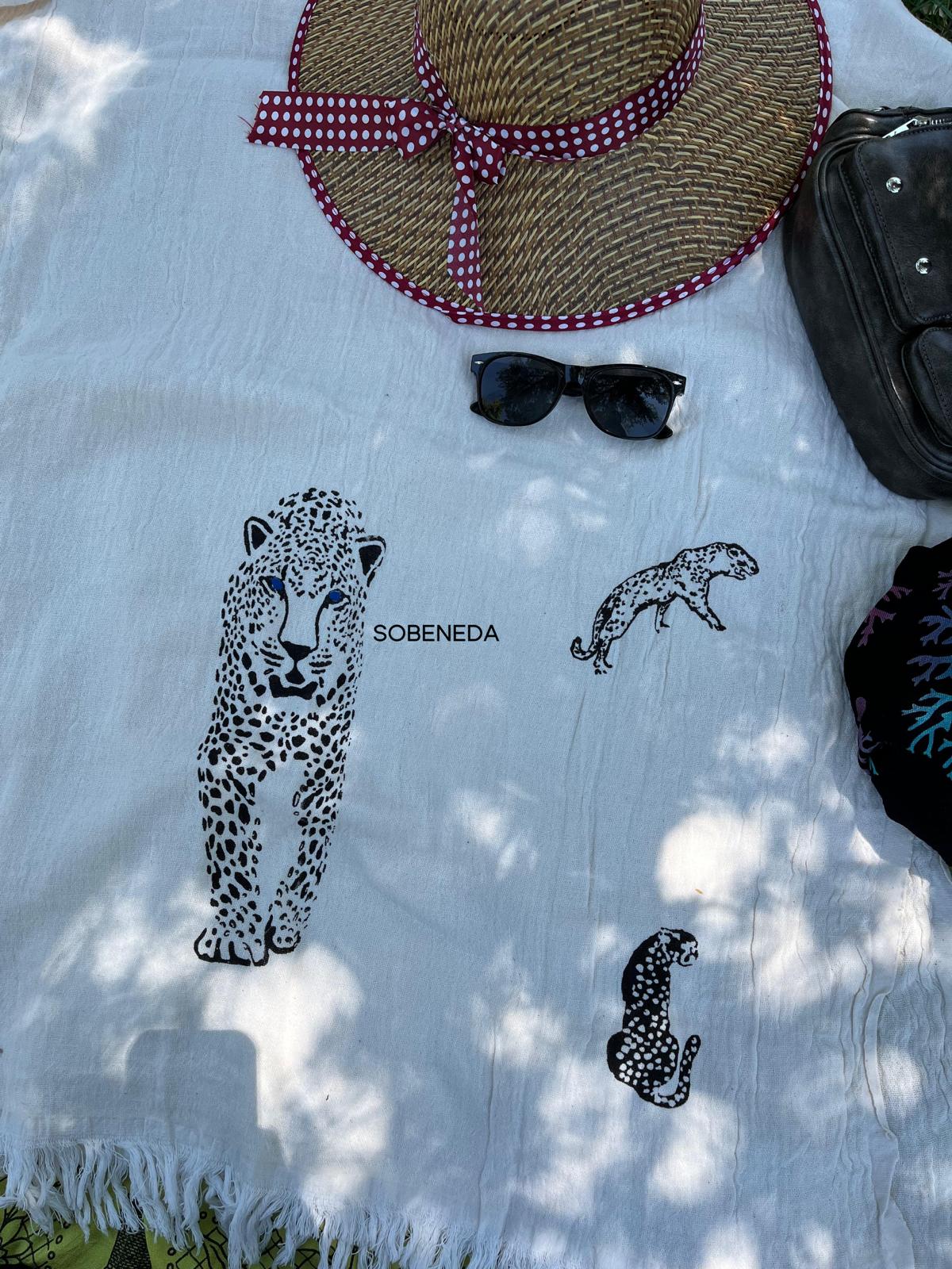 Leopar Desenli Müslin Peştemal 100x180 cm