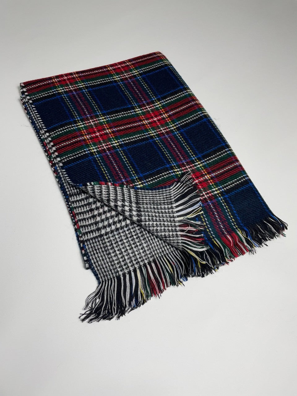 Kışlık Yünlü Çift Taraflı Ekose Şal - Renkli Ekose