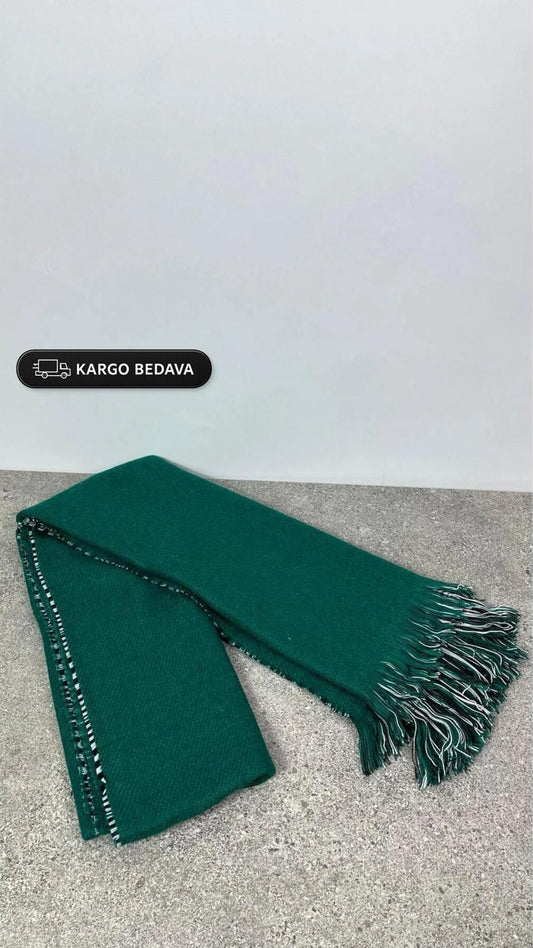 Kışlık Yünlü Çift Taraflı Ekose Şal - Yeşil