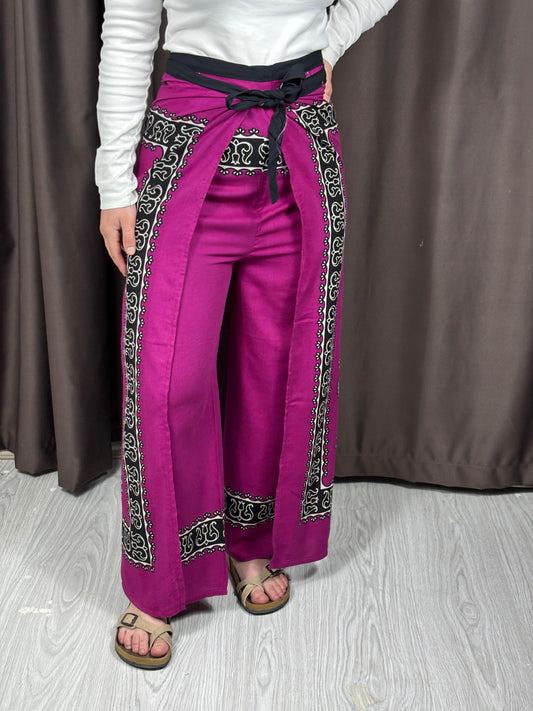 Bağlamalı Bulmaca Pantolon – Etnik Desenli, 34-42 Beden Uyumlu