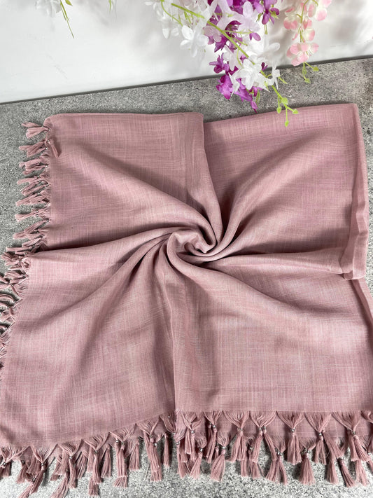Püsküllü Pamuklu Yazma - Pembe
