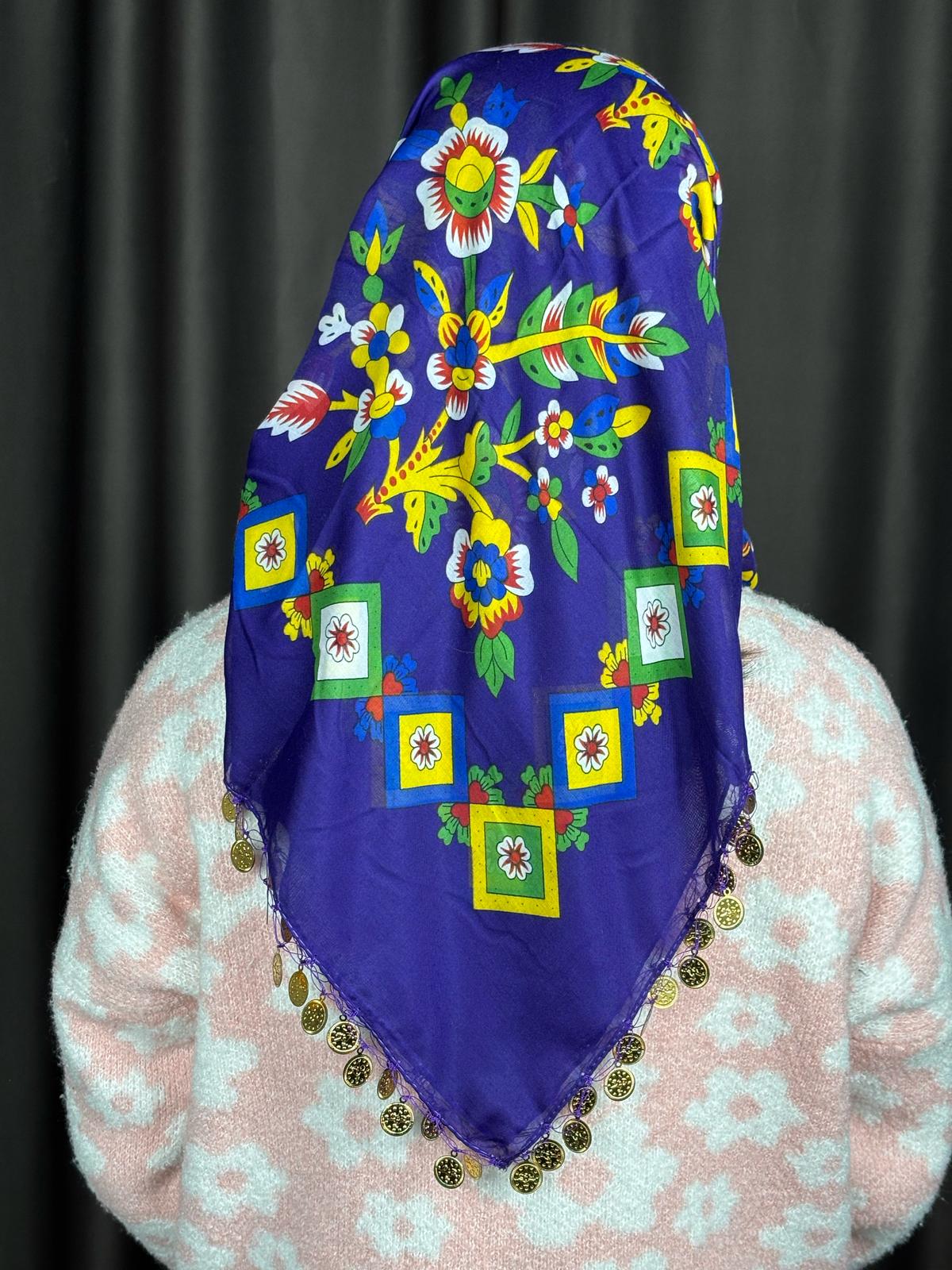 Çengelköy Desen Pullu Yöresel Yazma - Mor