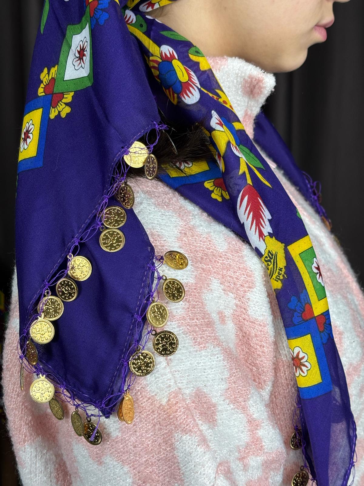 Çengelköy Desen Pullu Yöresel Yazma - Mor