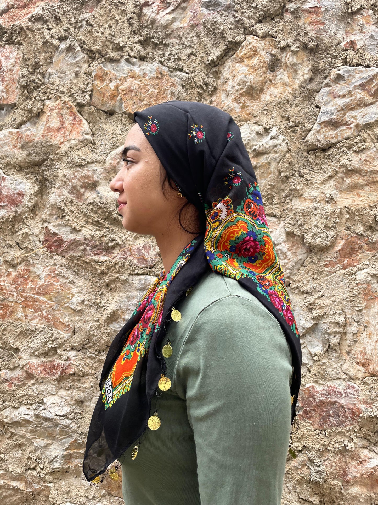 Yöresel Hamavi Desen Pullu Mardin Yazması - Siyah