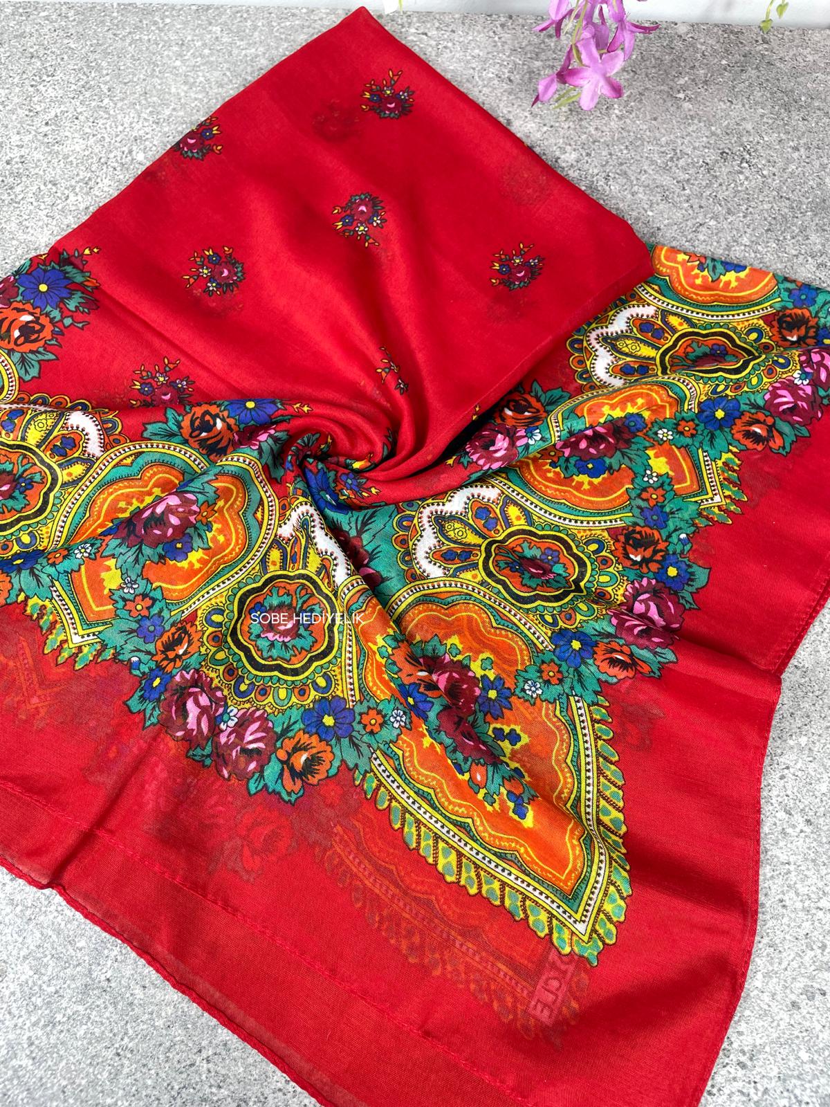 Yöresel Hamavi Desen Mardin Yazması - Kırmızı