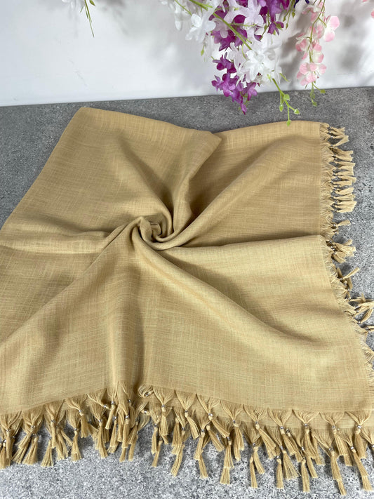 Püsküllü Pamuklu Yazma - Sarı