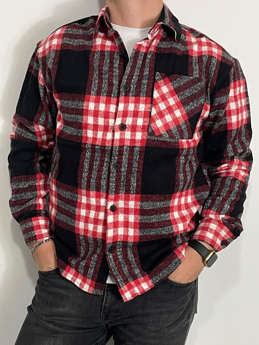 Erkek Ekose Oduncu Gömlek – Kırmızı Siyah