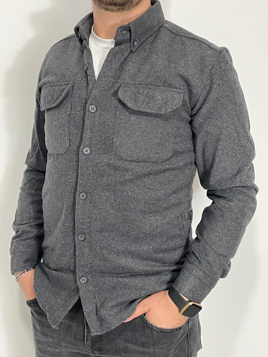 Erkek Gri Kaşe Kumaş Gömlek