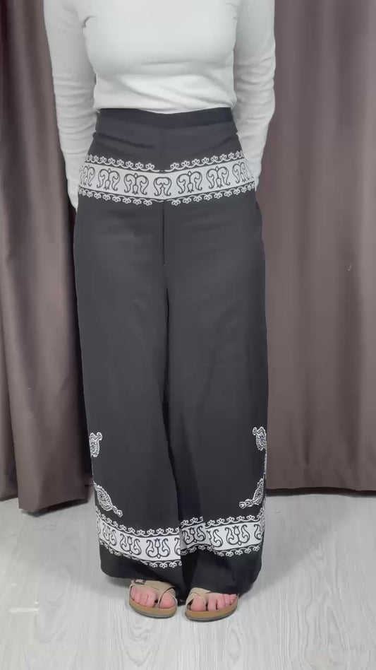 Bağlamalı Bulmaca Pantolon – Etnik Desenli, 34-42 Beden Uyumlu