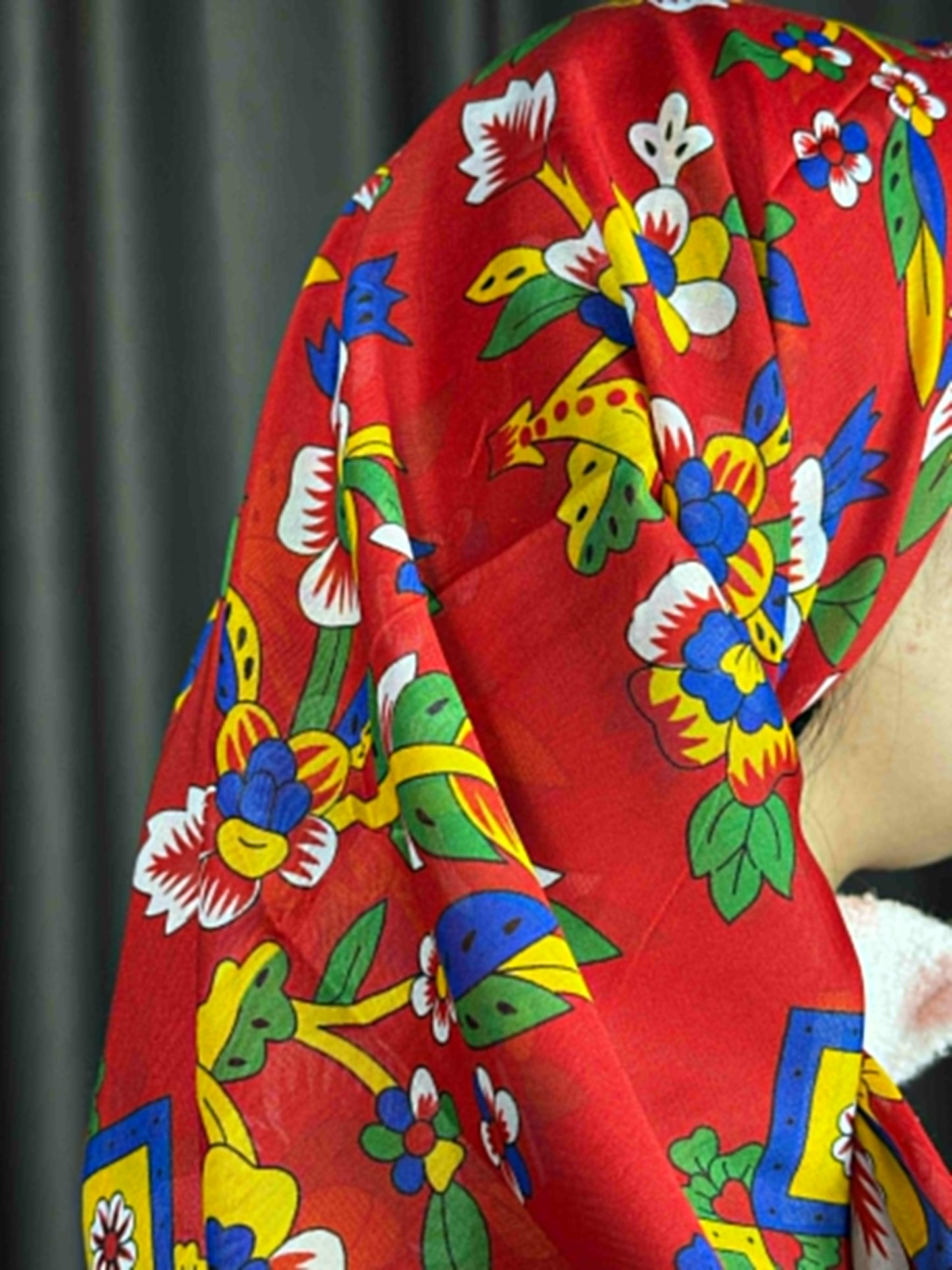 Çengelköy Desen Pullu Yöresel Yazma - Kırmızı