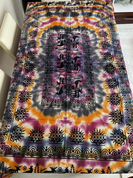 Batik Etnik Desenli Dikdörtgen Masa Örtüsü 220x150 cm