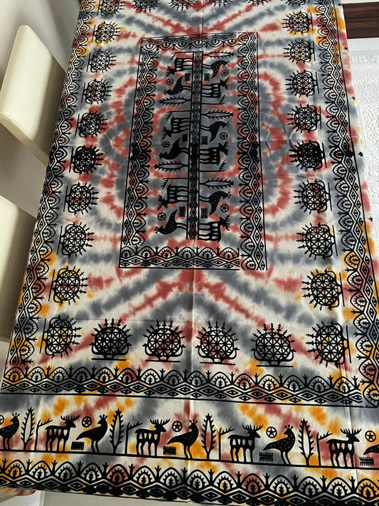 Batik Etnik Desenli Dikdörtgen Masa Örtüsü 220x150 cm