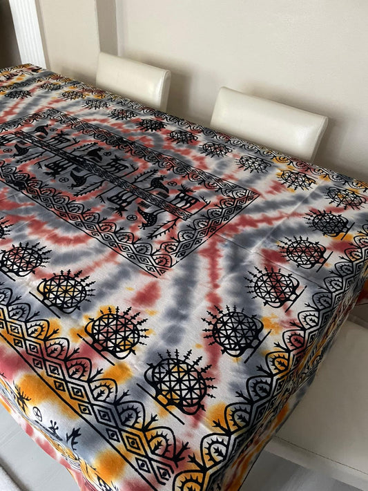 Batik Etnik Desenli Dikdörtgen Masa Örtüsü 220x150 cm