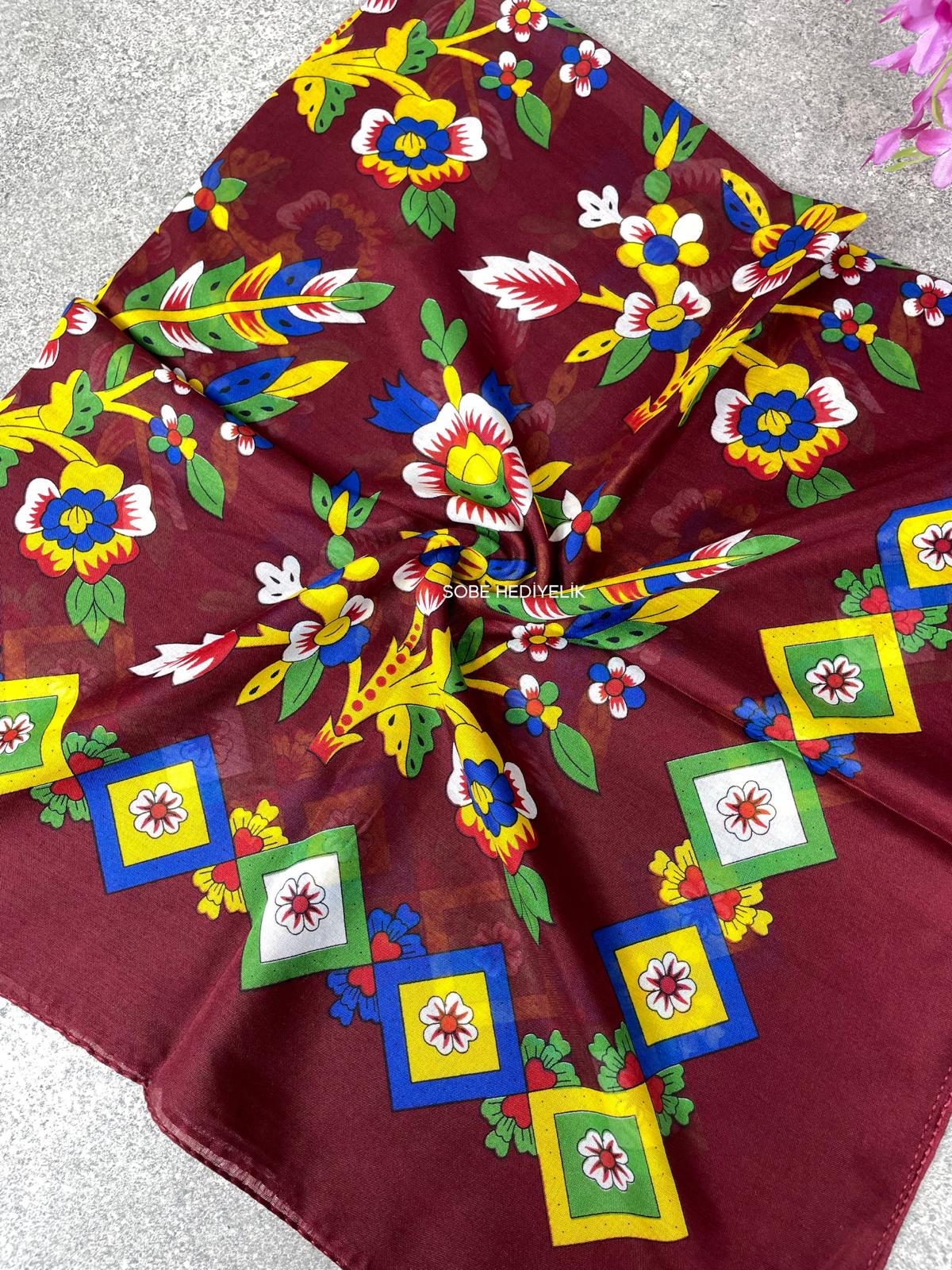 Çengelköy Desen Yöresel Yazma - Bordo