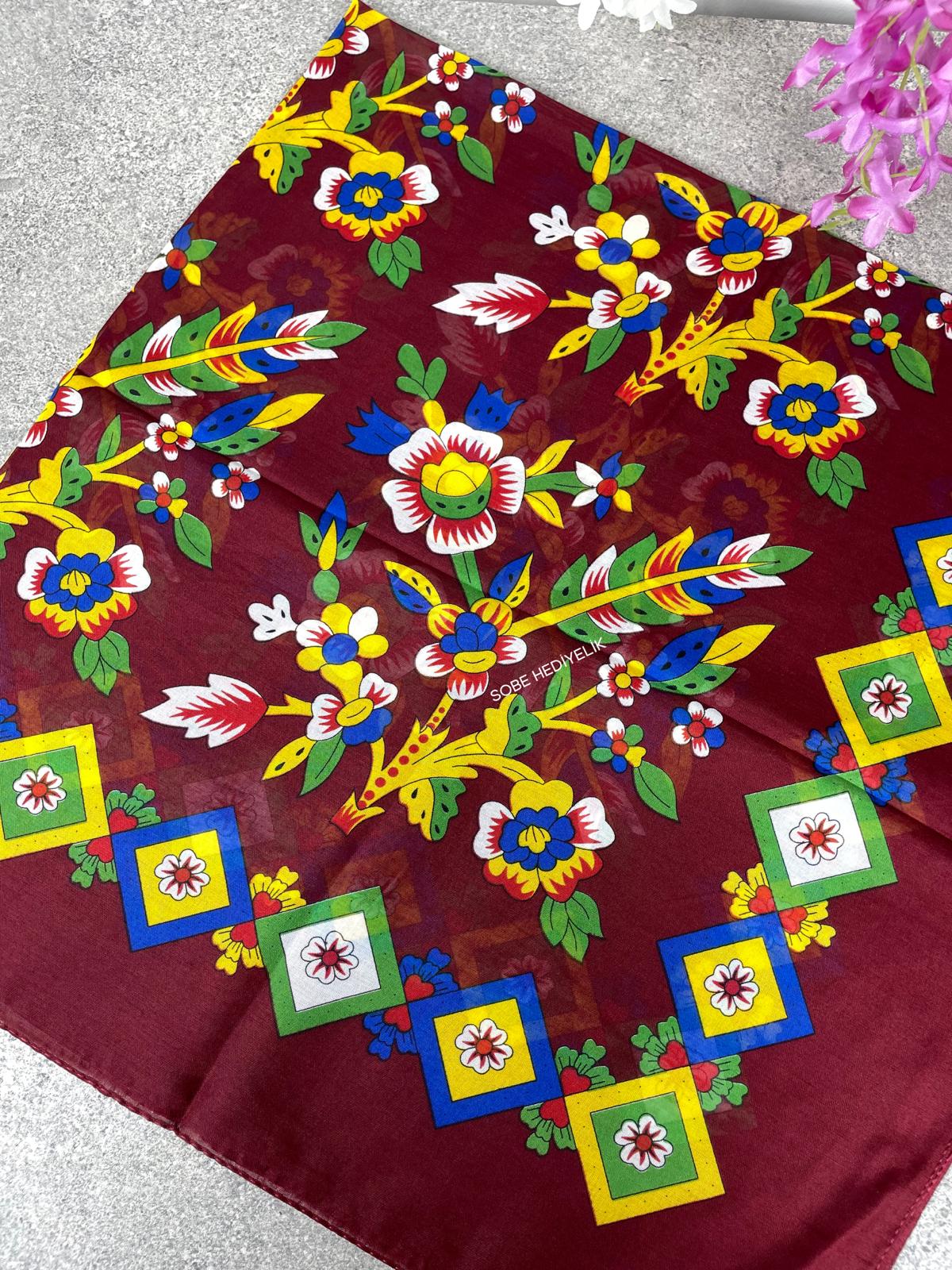 Çengelköy Desen Yöresel Yazma - Bordo