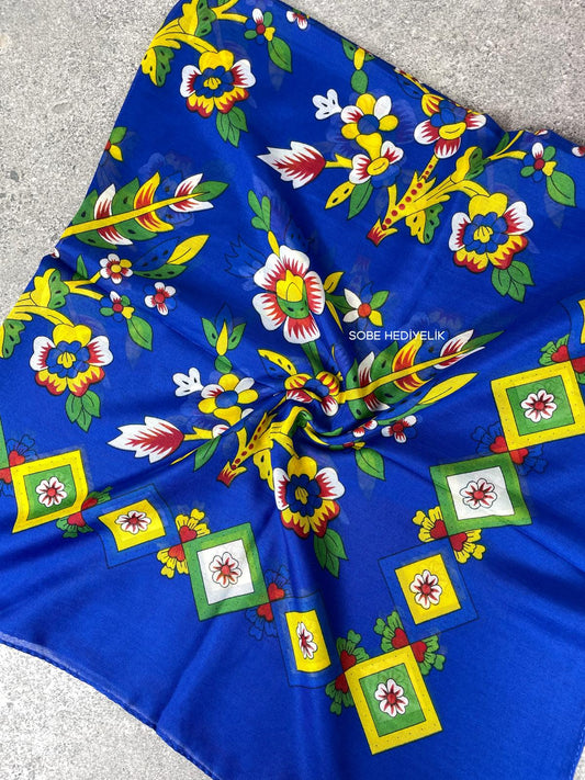 Çengelköy Desen Yöresel Yazma - Mavi